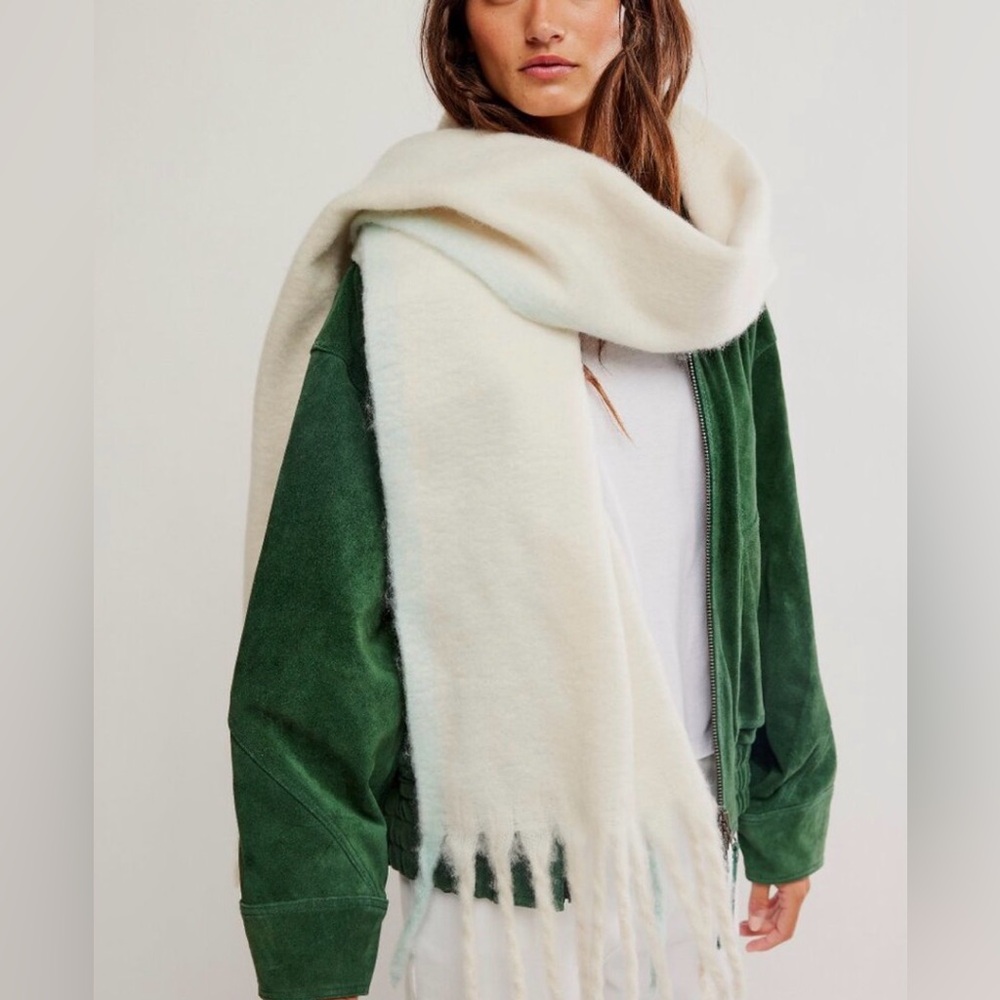 Free People Winter Chill Blanket Scarf Ivory